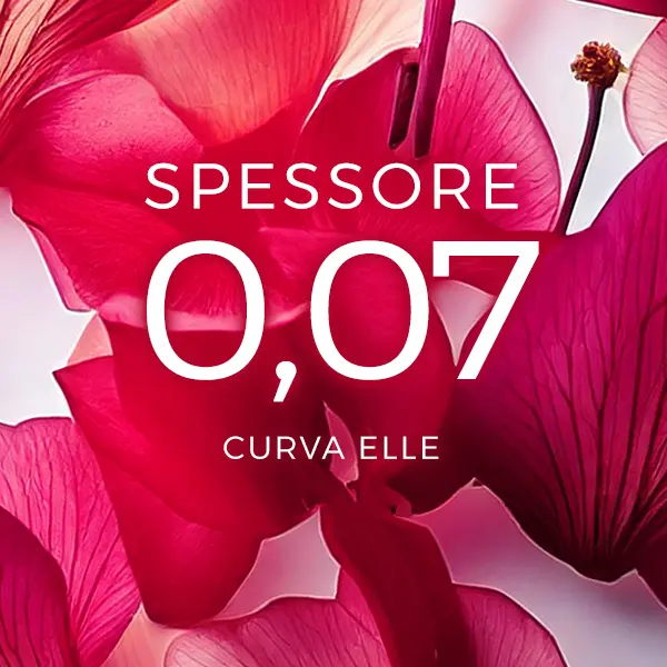 Ciglia 0,07 Volume curva L Scritta bianca su sfondo petali rose