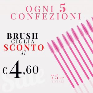 riquadro grigio con scritta sconto Brush Ciglia Pettinini