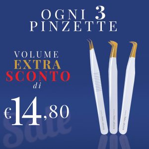 riquadro azzurro scuro con scritta sconto Pinzette Ciglia volume