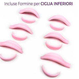 foto di 4 coppie di Dolphin PAD inclinati - Bigodini Silicone Laminazione ciglia rosa