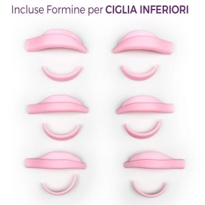 foto di 4 coppie di Dolphin PAD dall'alto - Bigodini Silicone Laminazione ciglia rosa