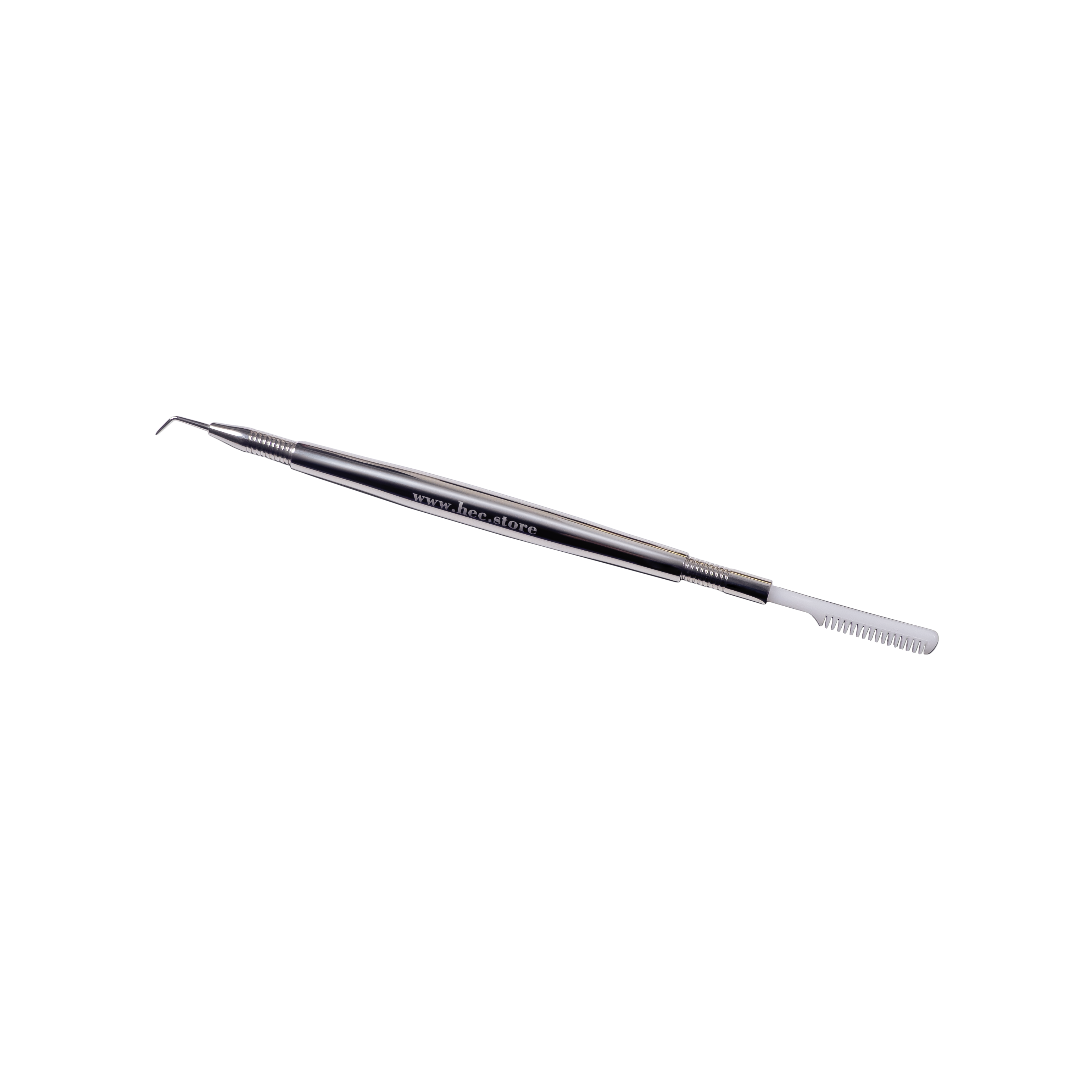 sollevatore-ciglia-multifunzione-separatore foto completa di un separatore ciglia con punta a 25 gradi e pettinino all'altra estremitÃ