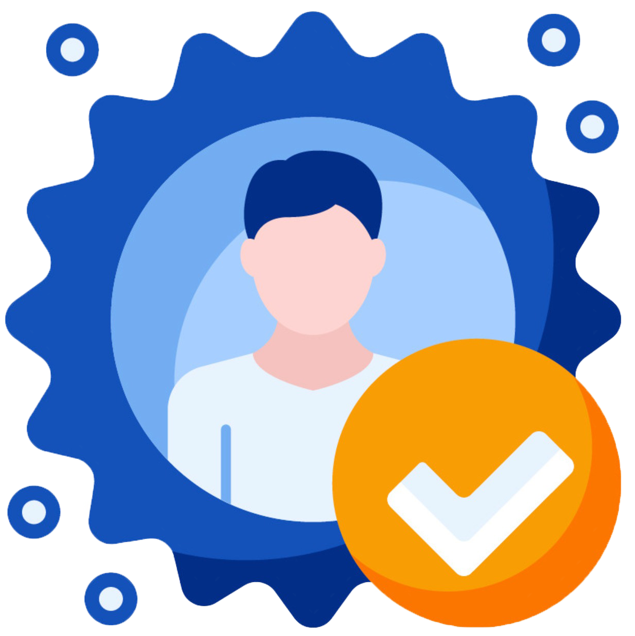 icona con flag arancione e omino in un cerchio fiorato