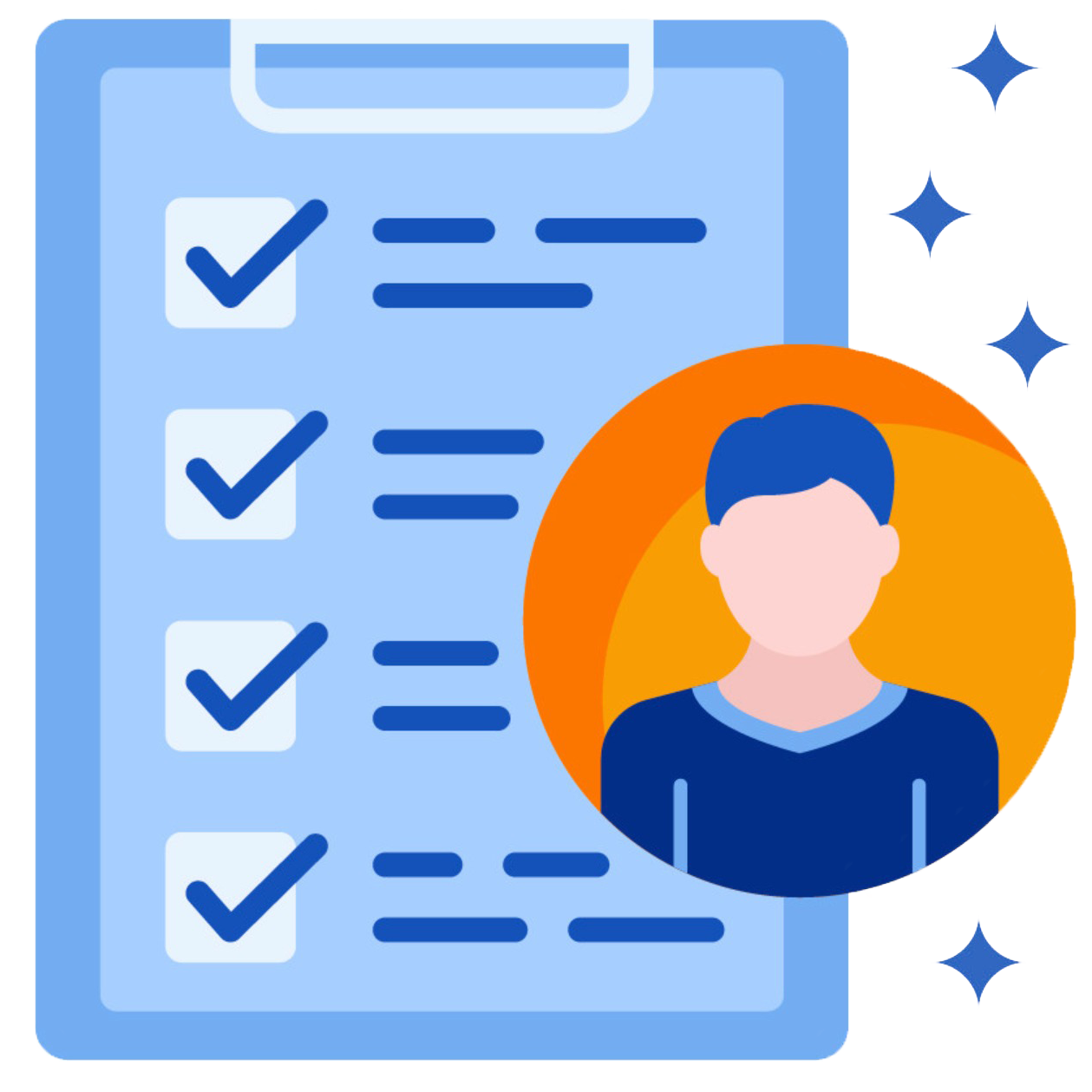 icona con flag skill su certificato celeste e omino in un cerchio