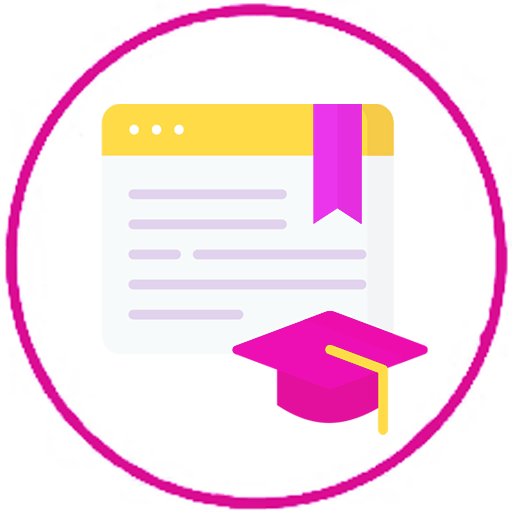 icona viola con certificato e cappello laurea