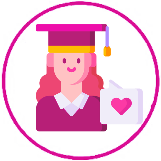 icona viola con corista laureata e cappello