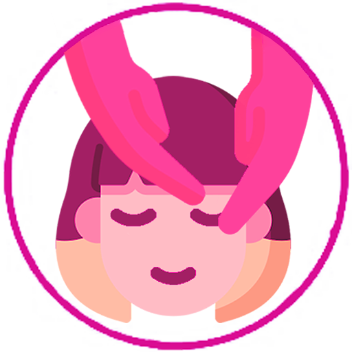 icona viola con viso e mani che toccano ciglia