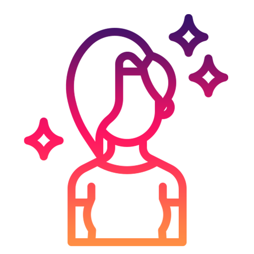 icona stilizzata modella con stelline di bellezza sul viso