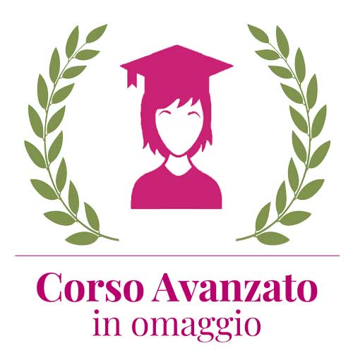 icona mezzo busto viola di laureanda con corona alloro intorno