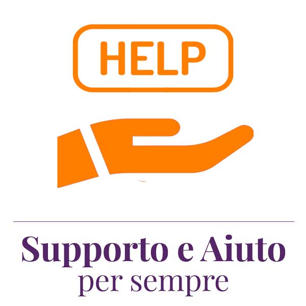 icona arancione con mano che sorregge scritta help