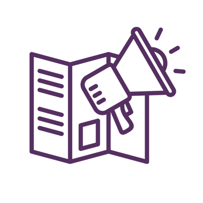 icona flyer e megafono stilizzata