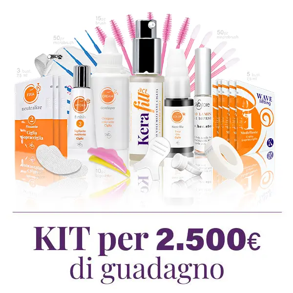 composizione di prodotti laminazione kerafill in piedi con scritta sotto