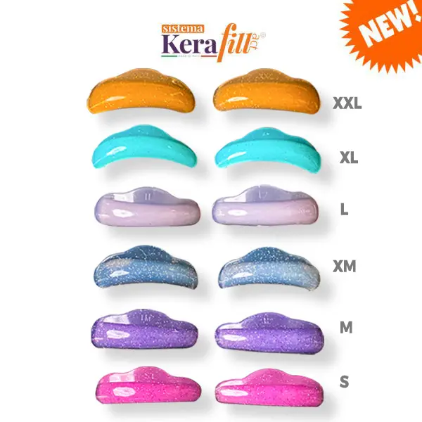 Pad Ciglia Autoadesivi senza Colla 2 colonne di pad fotografati dall'alto tutti colorati