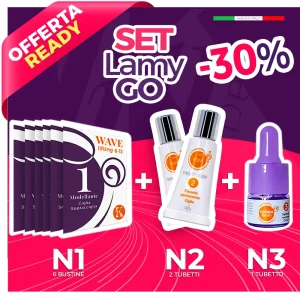 tre prodotti cosmetici in piedi con fondo Viola e rosso e scritta -30%