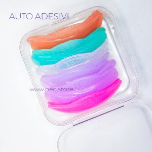 PAD bigodini auto adesivi lamiazione ciglia 6 coppie bigodini ciglia colorati in scatolina trasparente