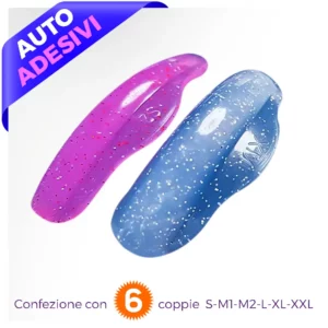 foto di due pad occhi uno viola uno azzurro con scritta al centro auto adesive