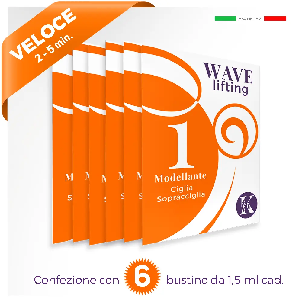 N1 Wave Lifting Permanente ciglia veloce 2-5 bustina per crema cosmetica arancione con scritta veloce