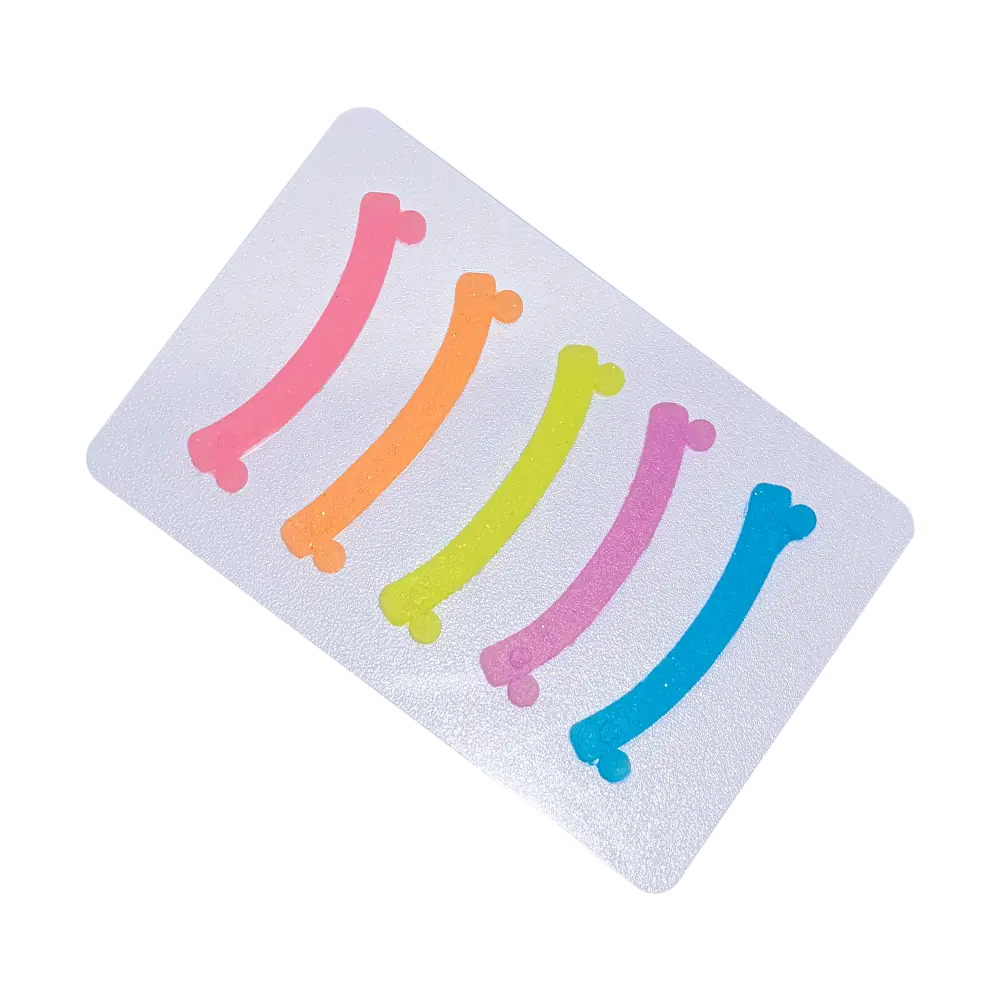 5 strisce colorate di silicone piatto con grazie alle estremità in confezione trasparente