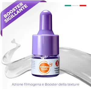 Contenitore basso cosmetico con tappo chiuso con pompetta color viola ed effetto 3D flusso