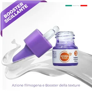 N3 hydra finish sigillante filmogeno idratante Contenitore basso cosmetico con pompetta dosatore color viola ed effetto 3D flusso